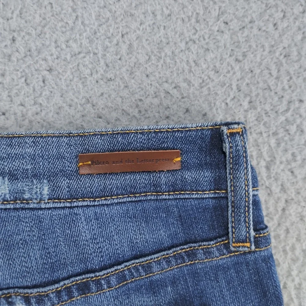 Pilcro and the Letterpress Jeans Womens 29 Blue Hyphen Medium Wash Distressed